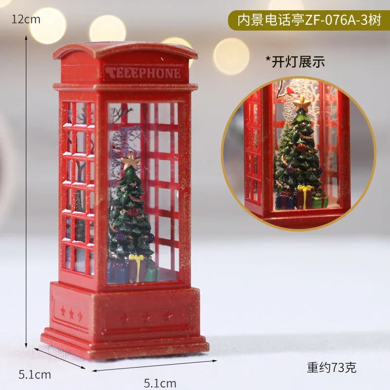 Christmas Chestnut Telephone Booth Decor: Luminous Desktop Night Light & Christmas Gift