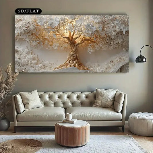 Tree of Life Canvas with Gold Accents