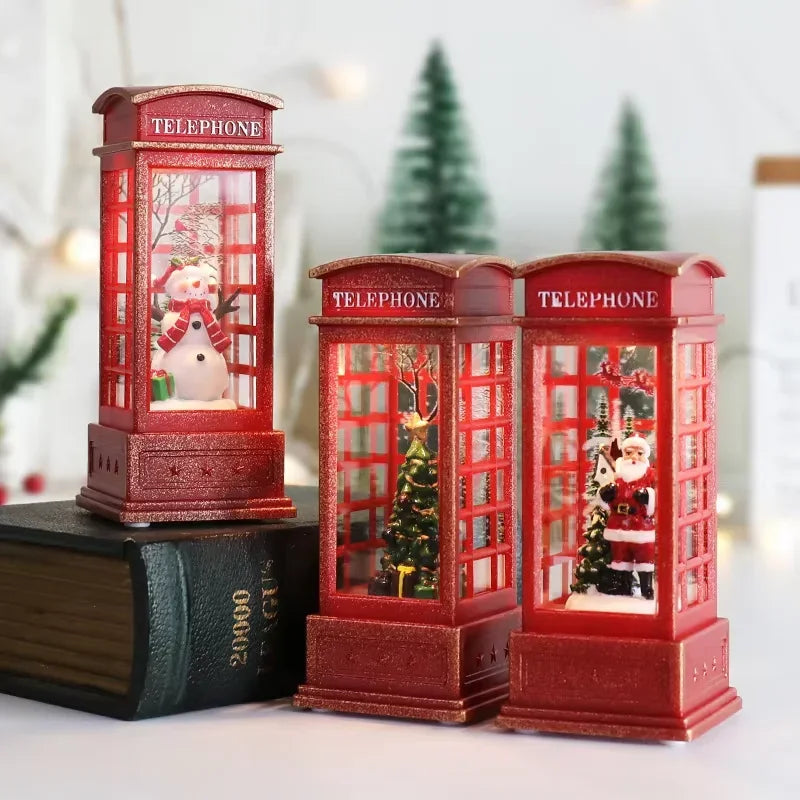 Christmas Chestnut Telephone Booth Decor: Luminous Desktop Night Light & Christmas Gift