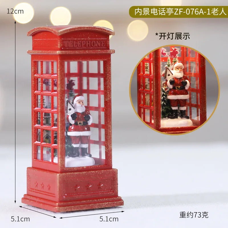 Christmas Chestnut Telephone Booth Decor: Luminous Desktop Night Light & Christmas Gift