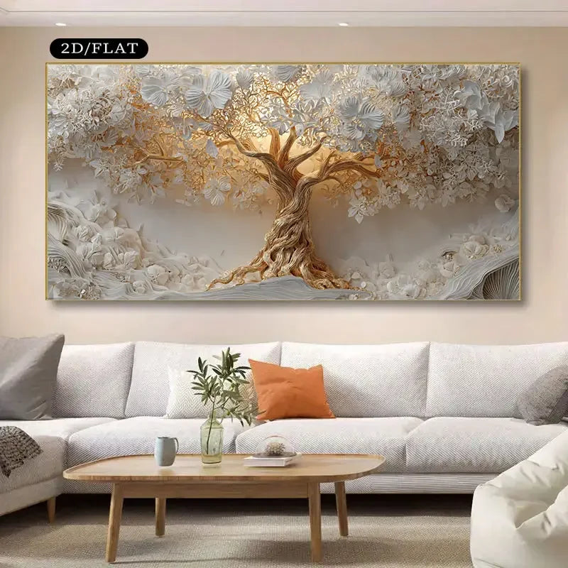 Tree of Life Canvas with Gold Accents
