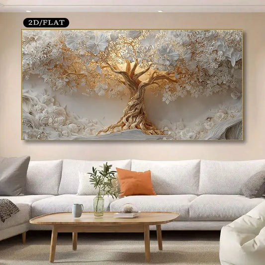 Tree of Life Canvas with Gold Accents