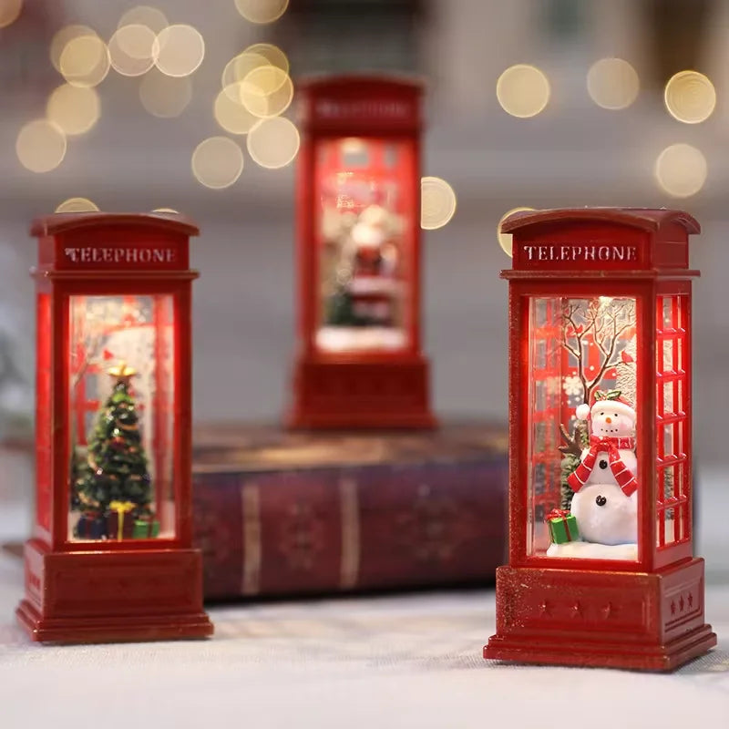 Christmas Chestnut Telephone Booth Decor: Luminous Desktop Night Light & Christmas Gift