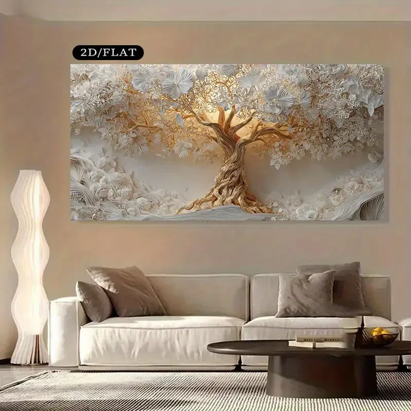 Tree of Life Canvas with Gold Accents