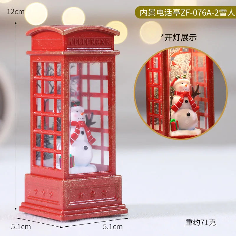 Christmas Chestnut Telephone Booth Decor: Luminous Desktop Night Light & Christmas Gift